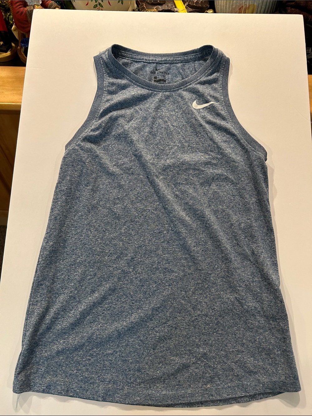 Nike Heathered Blue Tank Top with White Swoosh